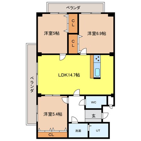 ロイヤル芝原　南館の物件間取画像